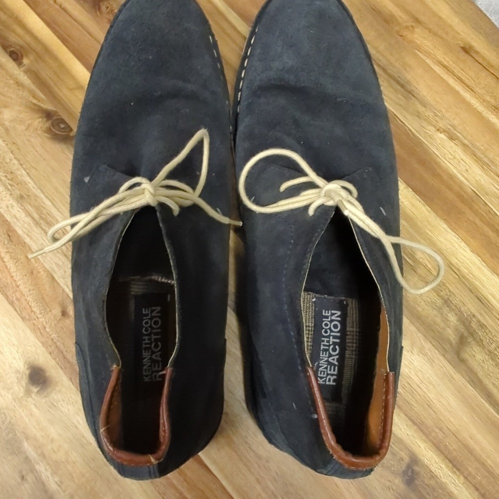 Kenneth Cole Reaction Navy Dark Blue Suede Leather Chukka Ankle Boots US Sz 12.5 - Picture 8 of 11
